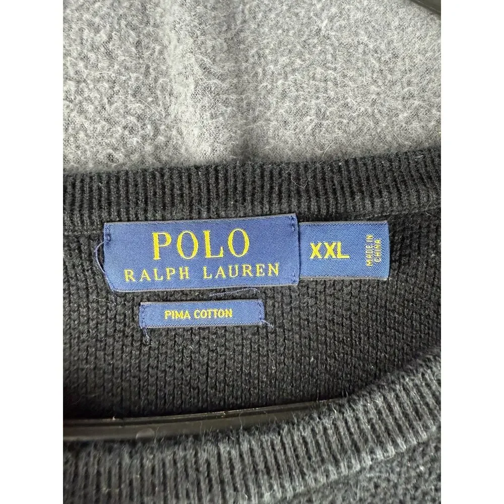 Polo Ralph Lauren Sweater Mens 2XL Black Pima Cotton Designer Preppy
